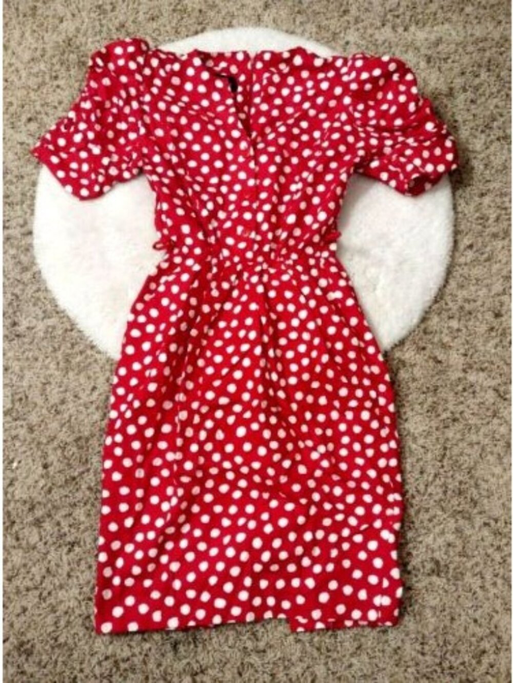 Choon California Womens Dress Red Polka Dot Vintage Style Pockets Small Teacher